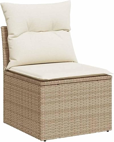 Miniatura 4 de Modern Garden Sofa Set with UV-Resistant Poly Rattan and Steel Frame, Beige Outdoor Furniture for Patio Terrace Balcony, Compact Two-Seater Design