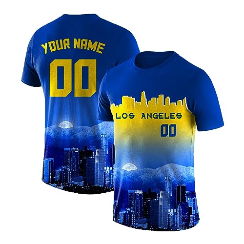 Custom Football City Night Skyline Shirts for Men Women Youth Fans T-Shirt Personalized Name Number Fashion Apparel Gifts