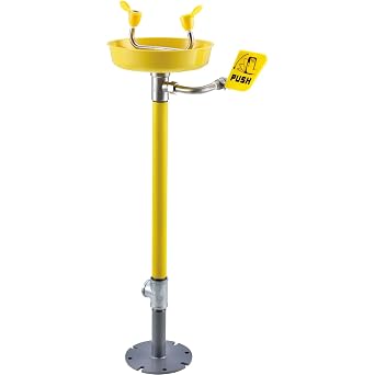 Global Industrial Emergency Eyewash, Pedestal Mounted, ABS Plastic Bowl, Yellow