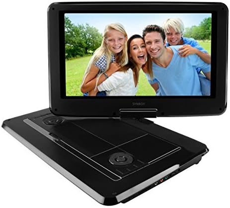 SYNAGY 14" Portable DVD Player CD Player with Swivel Screen Remote Control Rechargeable Battery Car Charger Wall Charger, Personal DVD Player