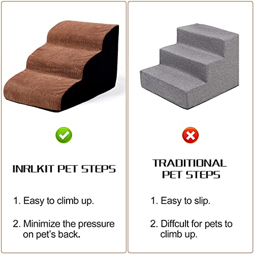 Inrlkit Dog Stairs 3 Tiers Foam Dog Ramps/Steps, Puppy Climbing Ladder Pet Ramp Stairs Step Sofa Bed Ladder For Puppies Small Medium Dogs/Cats, Elderly Dogs #TOP3