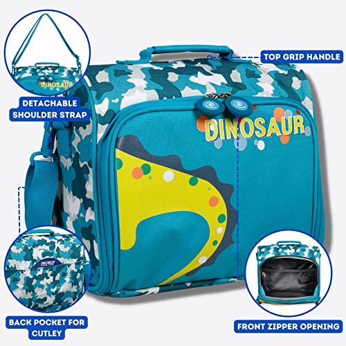 Image of J World New York Casey Kids Lunch Bag. Cute Insulated Lunch-Box for Boys Girls, Dino, 9.5 X 10 X 3.5 inch (H X W X D) inch