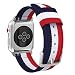 Produktbild MoKo Armband Kompatibel für Apple Watch Series 5/4 / 3/2 / 1 42mm, Nylon Strick Replacement Uhrenarmband Sportarmband Band Ersatzband mit Schließe, Blau/Weiß/Rot