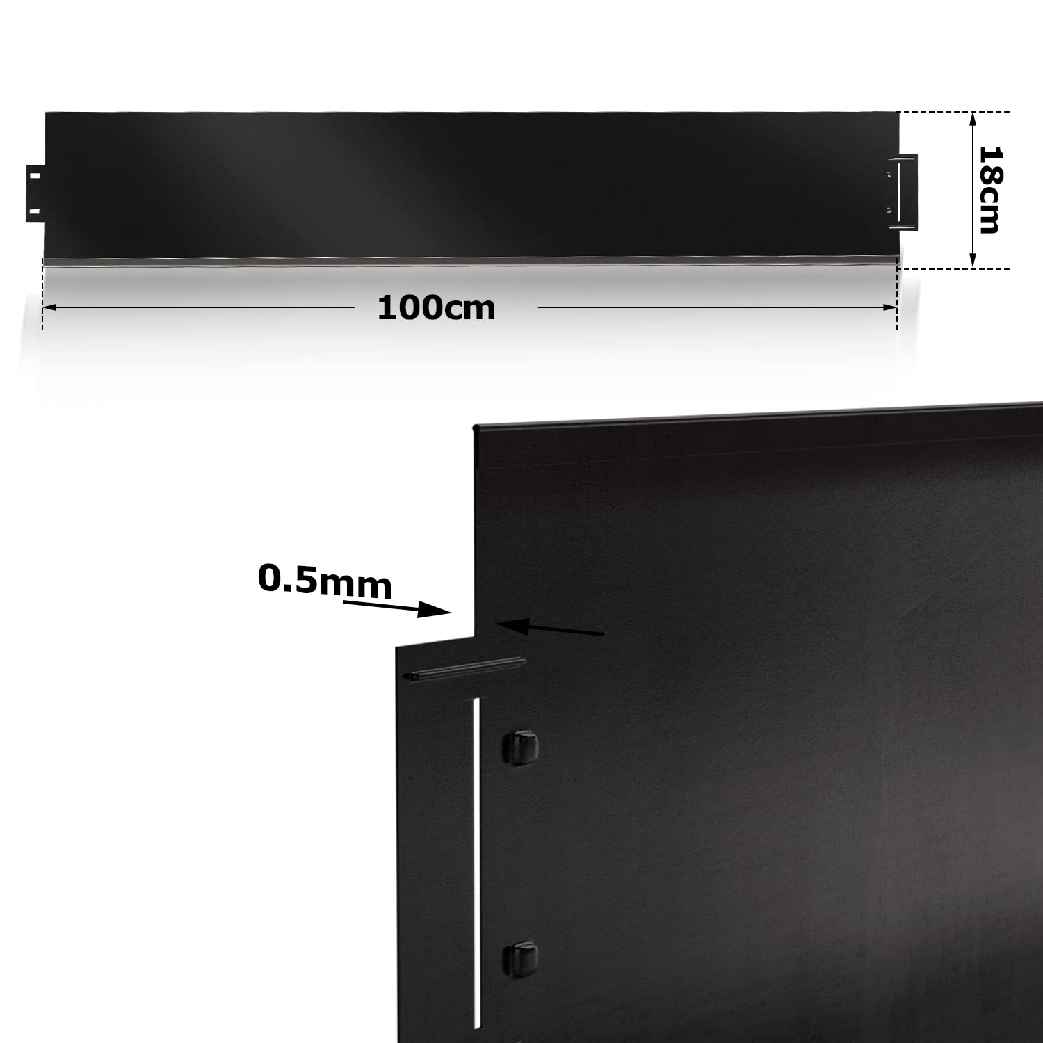 Herrselsam Krawędź trawnika ocynkowana, metalowa, 5 m, 10 m, 15 m, 20 m, 25 m, 30 m, 35 m, 40 m, 45 m, 50 m, 100 x 18 cm, obramowanie rabatki, krawędź do koszenia, metalowa palisada, czarna (długość