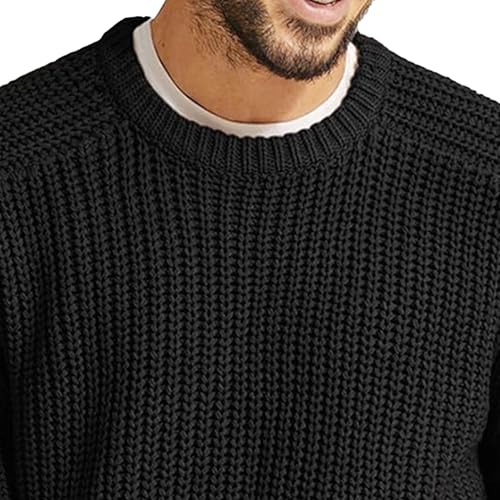 Mens Casual Round Neck Knitwear Male Casual Waffle Sweater Crewneck Sweater Waffle for Men2