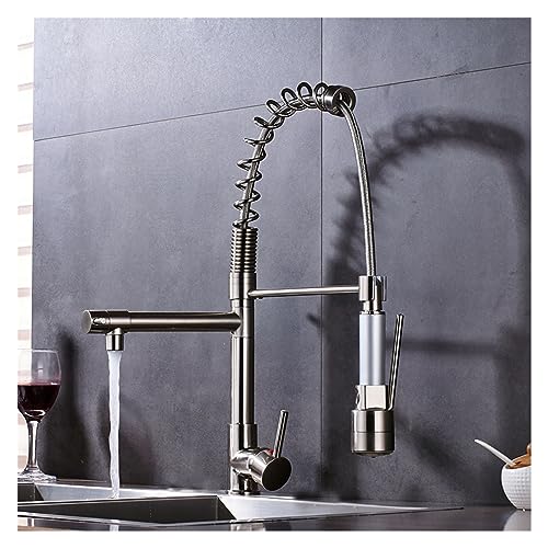 Robinet LED cuisine mitigeur &eacute;vier bec pivotant extractible eau chaude