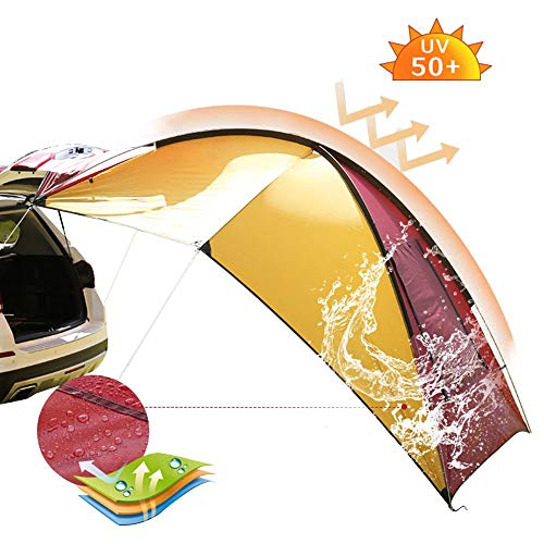Playdo Waterproof Teardrop Trailer Awning Portable Car Suv Awning Tent Sun Shelter Canopy For Camping 4 Persons (White/Green) #TOP4