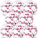 SKTMH 紙提灯 8個セット 紙ちょうちん 丸型 燈籠 おしゃれ 折りたたみ式 梅の花 提灯 和風 飾り付け レストラン/パーティー/イベント/新年/居酒屋/誕生日/結婚式 屋内屋外 写真撮影 縁日用品 装飾用 30cm