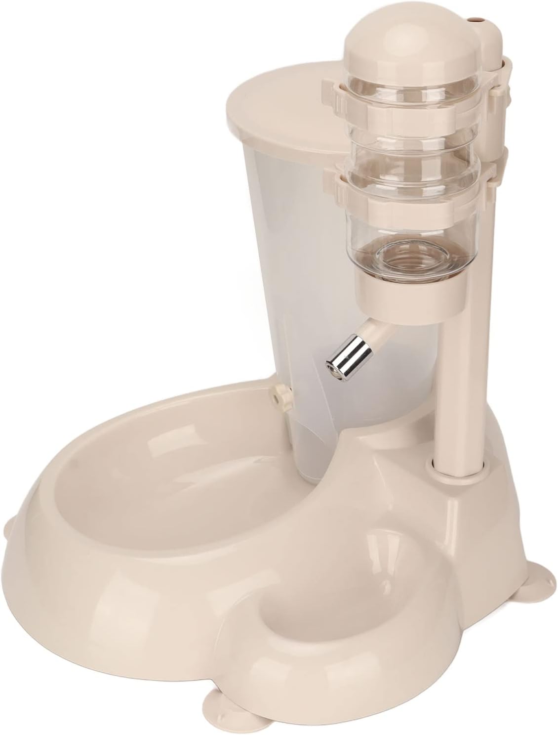Focket Hanging Automatic Pet Food Water Dispenser, Roller Ball Automatic Drinking Rotatable Liftable Design Bunny Water Bottle, Cage Dispenser with 500ML Bucket 800G Grain