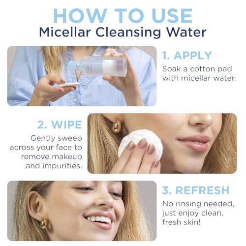 Tree of Life Beauty Micellar Cleansing Water (6.8fl oz) - Micellar Water Makeup Remover with Niacinamide, Vitamin B5, Glycerin - Eye Makeup Remover Liquid, No Rinse Needed - Image 5
