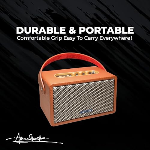 Image of Aiwa Bluetooth Speaker with Powerfull Bass, Built-in Microphone, Portable Speaker with 9+ Hours Play Time, 40W Speaker, Type-C Charging | RS-X 100 Natsukasii Pro (Brown)