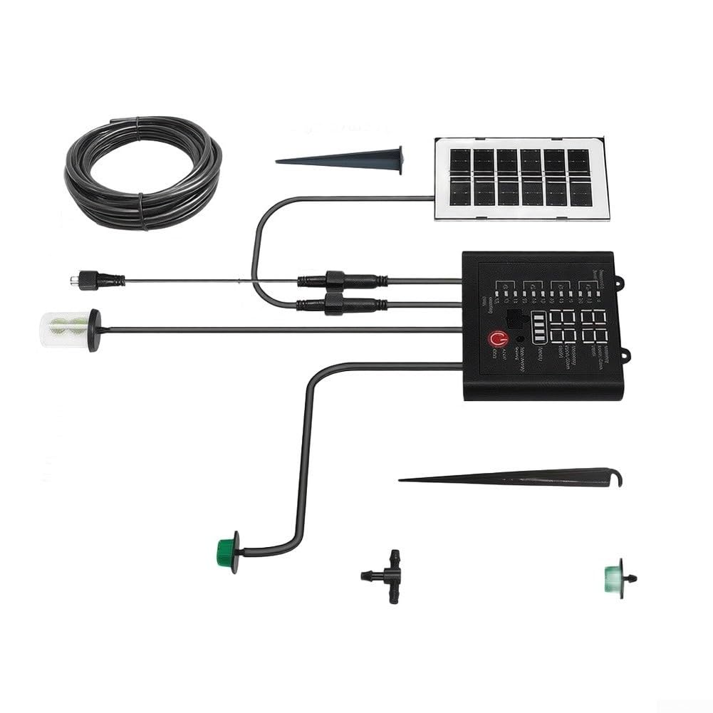 Solar Bewässerungssystem Automatisch für Zimmerpflanzen und Garten, Tropfbewässerung Set mit Zeitschaltuhr, IP44 Wasserschutz für Balkonkasten im Urlaub(15 meters)