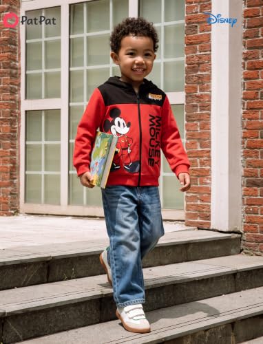 Disney Mickey Mouse Boy Zipper Hoodie Girl Graphic Sweatshirt Kid Cloth Fall Jacket Winter Cardigan Top Red 6-7 Years - image 5