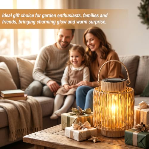 EXYGLO 2 Pack Solar Lanterns Outdoor Light, Waterproof Hanging Solar Lights for Outside, Outdoor Lanterns for Yard Garden Porch Patio Pathway, Decorative Birthday Gifts for Women Mom - image 7