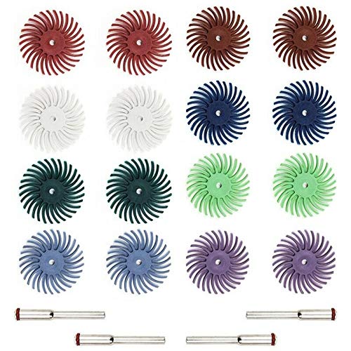 16Pcs (1 Inch) Radial Bristle Disc, Abrasive Brush, Buffing Wheel Assortment Kit for Dremel