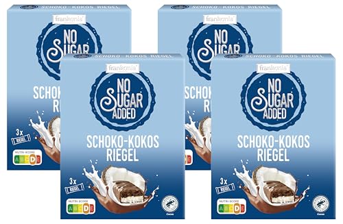 frankonia CHOCOLAT NO SUGAR ADDED Schoko-Kokos Riegel, 100 g (3x33 g) (Packung mit 4) frankonia CHOCOLAT NO SUGAR ADDED Schoko-Kokos Riegel, 100 g (3x33 g) (Packung mit 4)