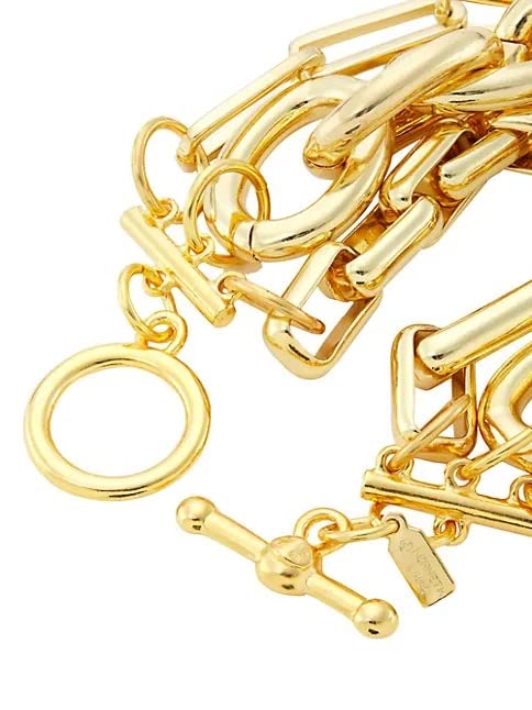 Kenneth Jay Lane Polished Gold 3-Row Chain Link Necklace or Bracelet3