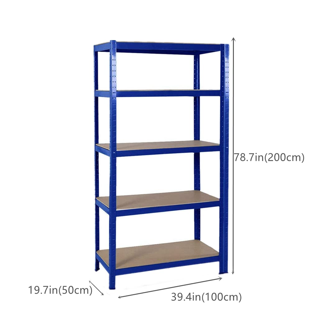 Werkbank, 200 x 100 x 50cm 5 Ebenen verstellbare Regale, höhenverstellbar, DIY-Werkbank Werktisch Arbeitstisch Mehrzwecktisch, bolzenfrei, einfach zu montieren,bis 875 kg belastbar,Blau