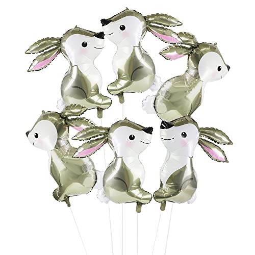 32'' Giant Floating Woodland Bunny Balloons Easter Rabbit Foil Helium Mylar Balloons For Baby Shower Kids' Boys Girls Birthday Party Supplies，6 Pack Animal Farm Themed Party Home Festival Decorations #TOP4