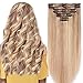 Produktbild Clip in extensions echthaar Doppelt Tressen 100% Remy Echthaar 8 teiliges set Haarverlängerung dick (30cm-115g,#18/613 Hellgoldblond/Hell-Lichtblond)