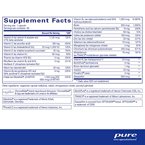 Pure Encapsulations Puregenomics Multivitamin | Supplement To Support Nutrient Requirements Of Common Genetic Variations* | 60 Capsules #TOP1