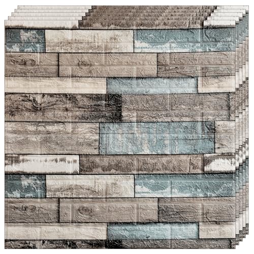 Selling Depot Papel pintado adhesivo 3D multicolor efecto madera natural – Juego de 20 hojas (70 x 70 cm, 9,8 m²) autoadhesivas, impermeables, insonorizantes – cocina, baño, dormitorio, paredes DIY