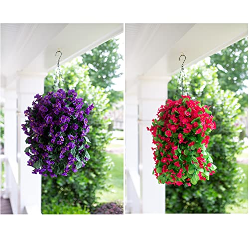 Hyeflora Artificial Hanging Morning Glory Flowers Vines 2Pcs, Faux Hanging Plants Fake Silk Orchid Flower Vine Bouquet Garland For Home Garden Wall Wedding Party Indoor Outdoor Decoration (Purple) #TOP4