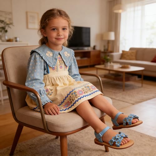 Image of Flaryzone Girls Sandals Open Toe Summer Flats Dress Sandals Shoes Toddler /Little Kid
