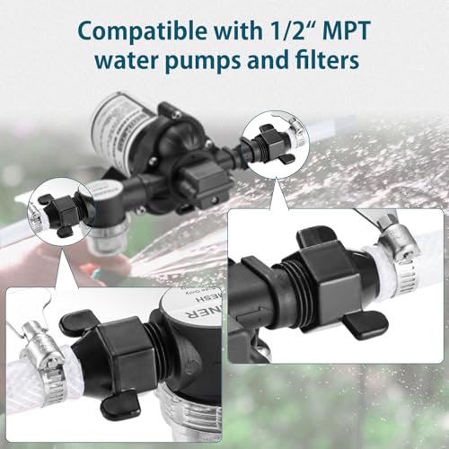 Image of WASSERMANN RV Plumbing Parts, 1 /2 inchNPSF-1 /2 inchBarb Straight Swivel Adapter, RV Water Pump Fittings for Water Pump Strainer & RV Water Pumps, Nylon, 2 Pack