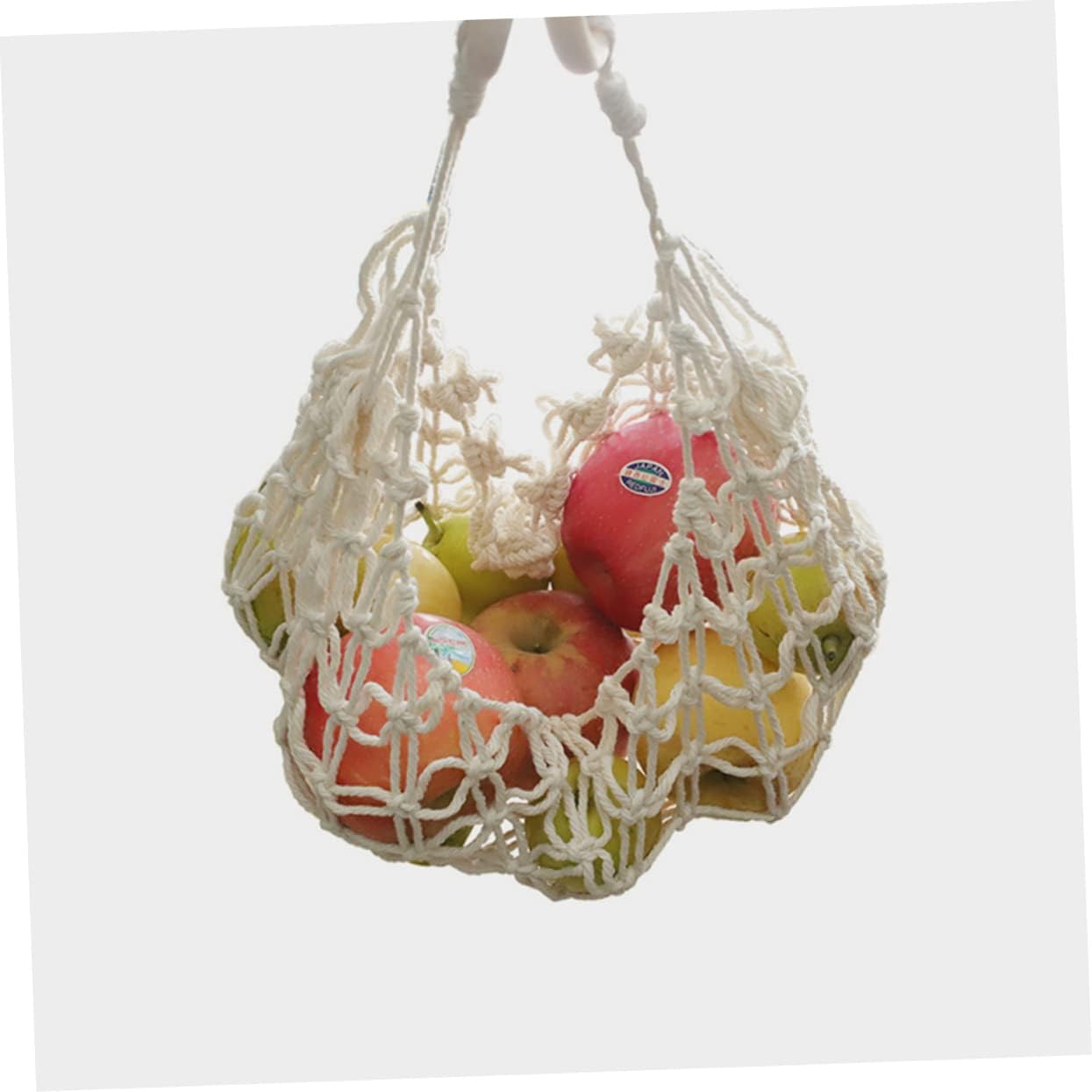 Cotton Rope Hanging Fruit Basket Kitchen Organizer for Fresh Fruits and Vegetables Breathable Design for Air Circulation Convenient Home Storage