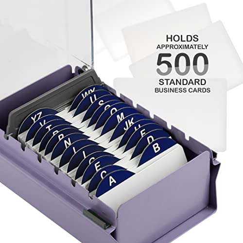 Fichário Porta Cartão de Visita com Índice (Índice AZ Incluso), Acrimet, (Base de Metal Cor Lilás co