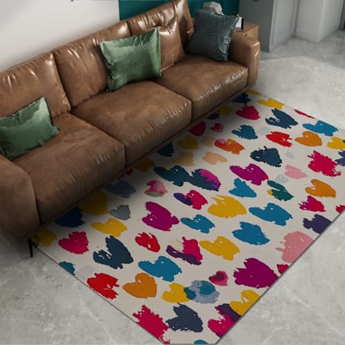 Tapis lavable antidérapant style cœur graffiti pour sol sécurisé - 6