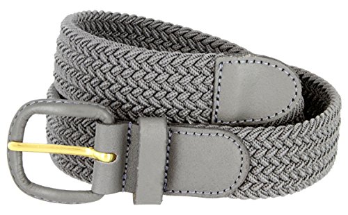 Elastic Stretch Belt With Matching Leather Covered Buckle-GRAY-L2
