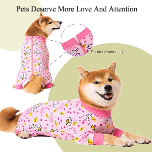 Image of Dog Recovery Suit for Small Medium Large Dogs, Pet Onesie After Surgery Comfort Dog Bodysuit Anti Licking (Bunny Carrot,4XL)