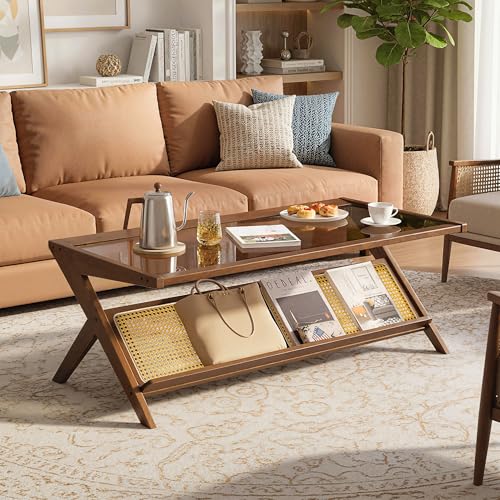Table basse verre 120 cm avec étagère, Erteliza