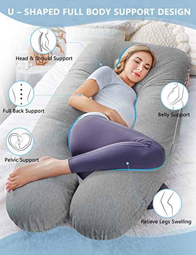 Meiz Pregnancy Pillows, Cooling Silky Pregnancy Pillows For Sleeping, 60" Full Body Maternity Pillow For Tall Pregnant Woman With Cooling Silk Jersey Cover, Grey #TOP5