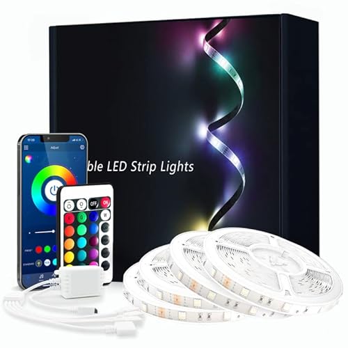 phopollo Led Strip Light, 60m Led Strip Lights(4 Rolls of 15m) Music Sync Mode with Mic,Smart App Control with Remote, Ultra-Long 12v Led Lights for Bedroom, Party