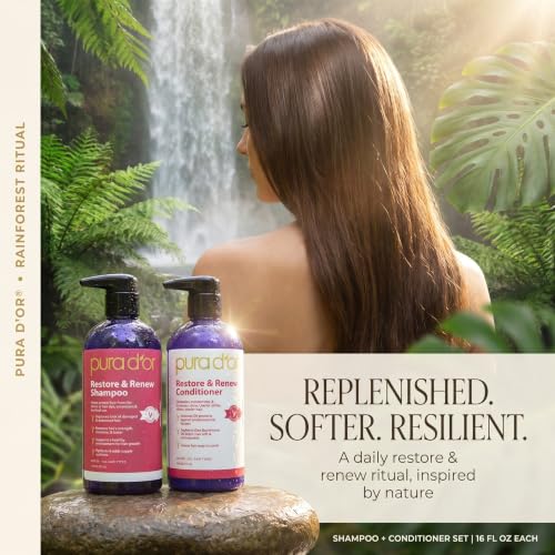PURA D'OR Restore & Renew Shampoo and Conditioner Set for Strong, Healthy, and Nourished Hair with Organic Aloe Vera, Rosemary, Sea Buckthorn, Cacay, Coconut, Seaberry & Cedarwood - image 6