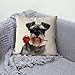 GABSHAIM Sweetie Dog Bull Terrier with Rose Floral Throw Pillow Cover Home Couch Decor Cushion Case Pillowcase Linen 18x18 Inch