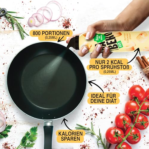 Rabeko Zero Kochspray kalorienarm| ITALIENISCHE KRÄUTER| 800 Portionen,2 kcal pro Sprühstoß| Pfannenspray zum Braten, Grillen & Backen| ohne Zusätze, ohne Zucker|Glutenfrei 3 x 200ml