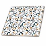 3dRose Cool Shop Tools Pattern of Hammers,Saws, Tape Measures and More 4 Inch Ceramic Tile