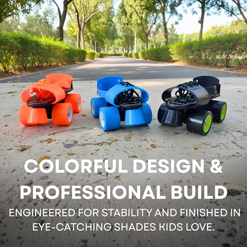 Image of Skating Shoes - Roller Skates for Kids 6-12 with Auto Precision Ball Bearings, 50mm Anti Skid Vinyl Wheels, Toe Stoppers, Bigger Wheel Size, Blue, Super Xplod