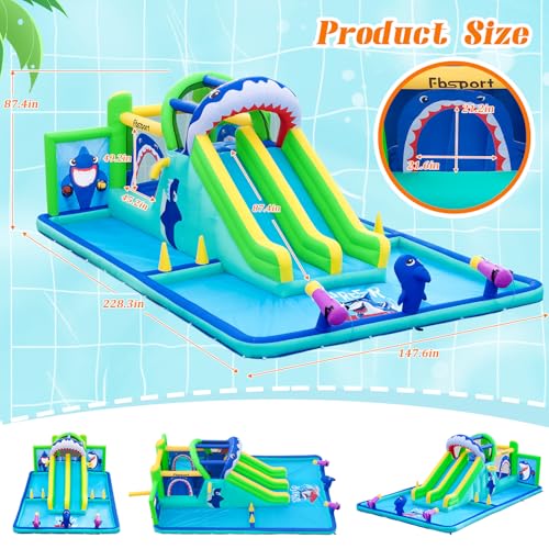 image for FBSPORT Inflatable Bounce House Water Slide Park, Double Slide Bouncer