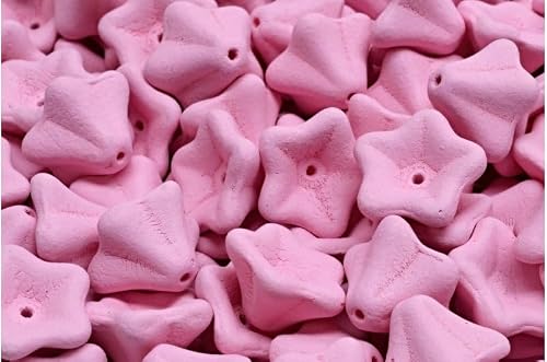 Outlet 10 Grams Petunia Flower Beads, 8 x 13 mm, Matte Light Pink (02010-22M10), Glass, Czech Republic