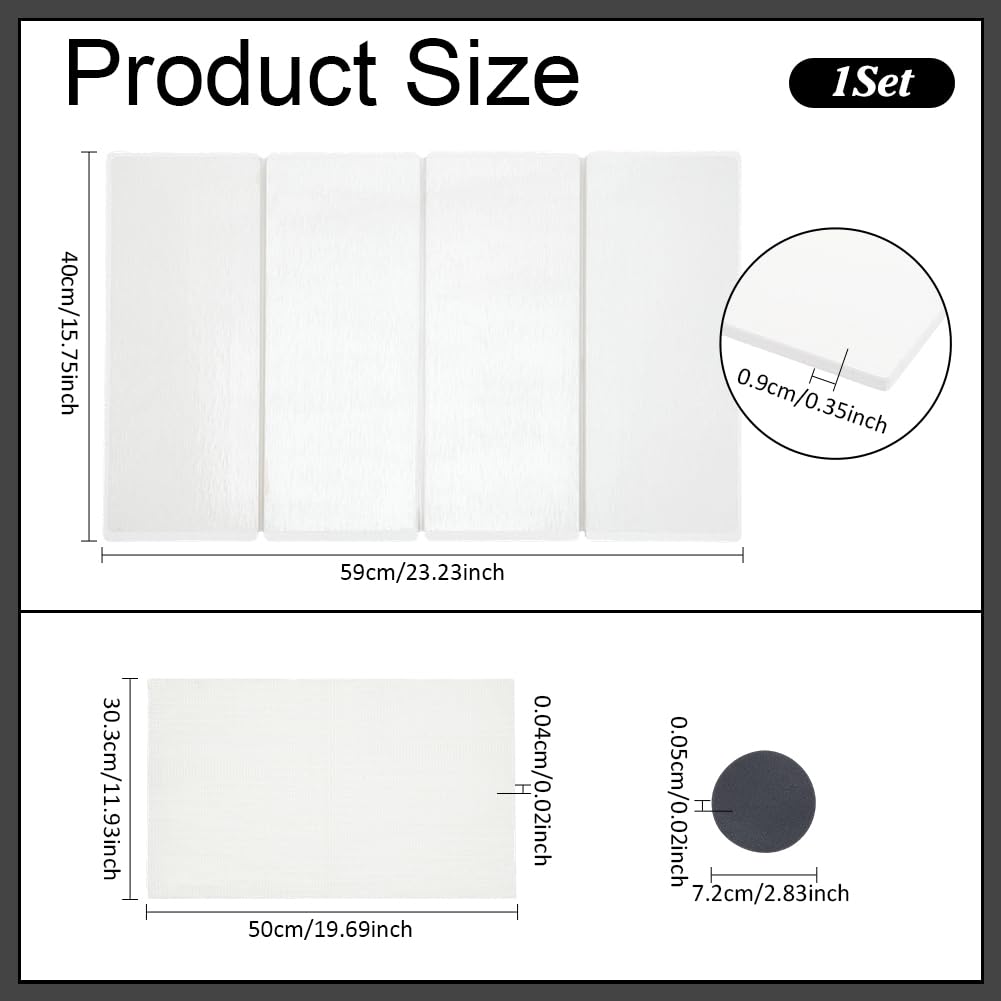 UNICRAFTALE Tapis de Séchage en Pierre pour Plan de Travail de Cuisine Blanc à Séchage Rapide Tapis de Séchage de Vaisselle Pliable 44x34.3cm Tapi en Terre de Diatomées avec Antidérapant et Papier