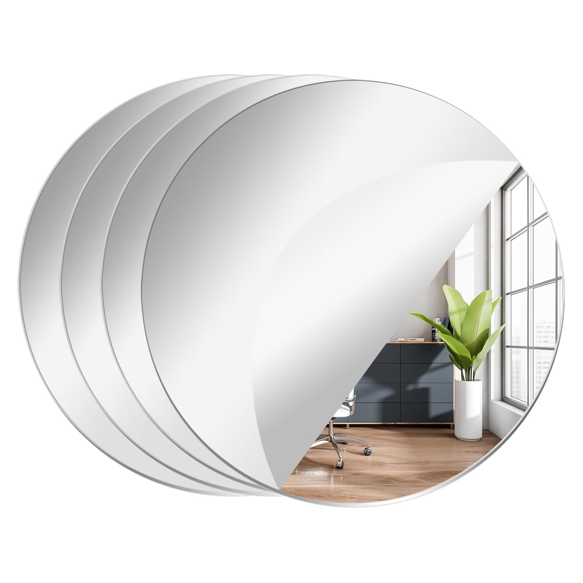 4 pannelli rotondi a specchio per decorazioni da tavolo, vassoi a specchio, piatti rotondi per tavoli, piatti rotondi a specchio per decorazioni da tavola per matrimoni e feste (30 cm)