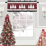 Christmas Valance for Windows Pine Xmas Tree Snowflake Window Toppers Valances Rod Pocket 1 Panel Re