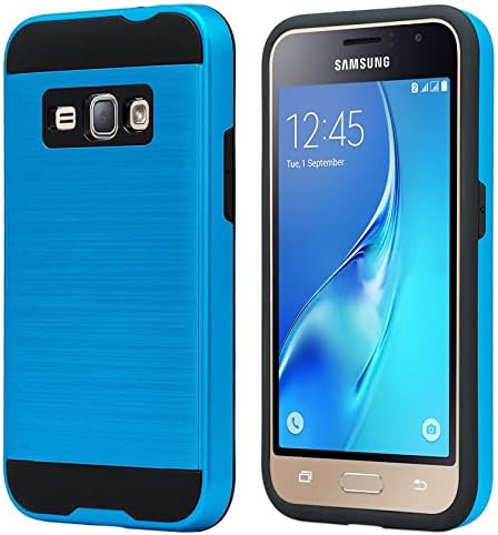 Galaxy J3 Case, Galaxy Sky, Galaxy Express Prime Case, Galaxy Sol, Galaxy Amp Prime [Shock/Impact Resistant] Brush Hybrid Defender Protective Case Cover for Samsung Galaxy J3/J3 V, Blue