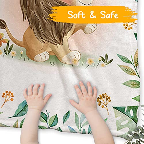 Pavo Baby Blanket Floral King Lion, Super Soft Fleece Blanket Shower Gifts For Newborn Boy & Girl - 30" X 40" #TOP4