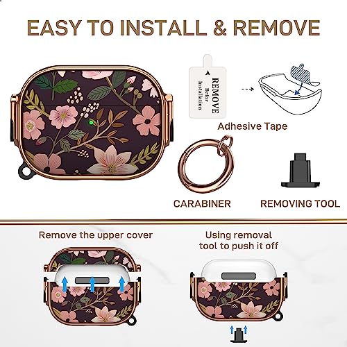 Image of Maxjoy for AirPods Pro 2nd /1st Generation Case with Lock, Cute AirPods Pro 2 Case Lock Protective Hard AirPod Pro Cover for Women Girly with Keychain for Airpod Pro (2023 /2022 /2019), Flower